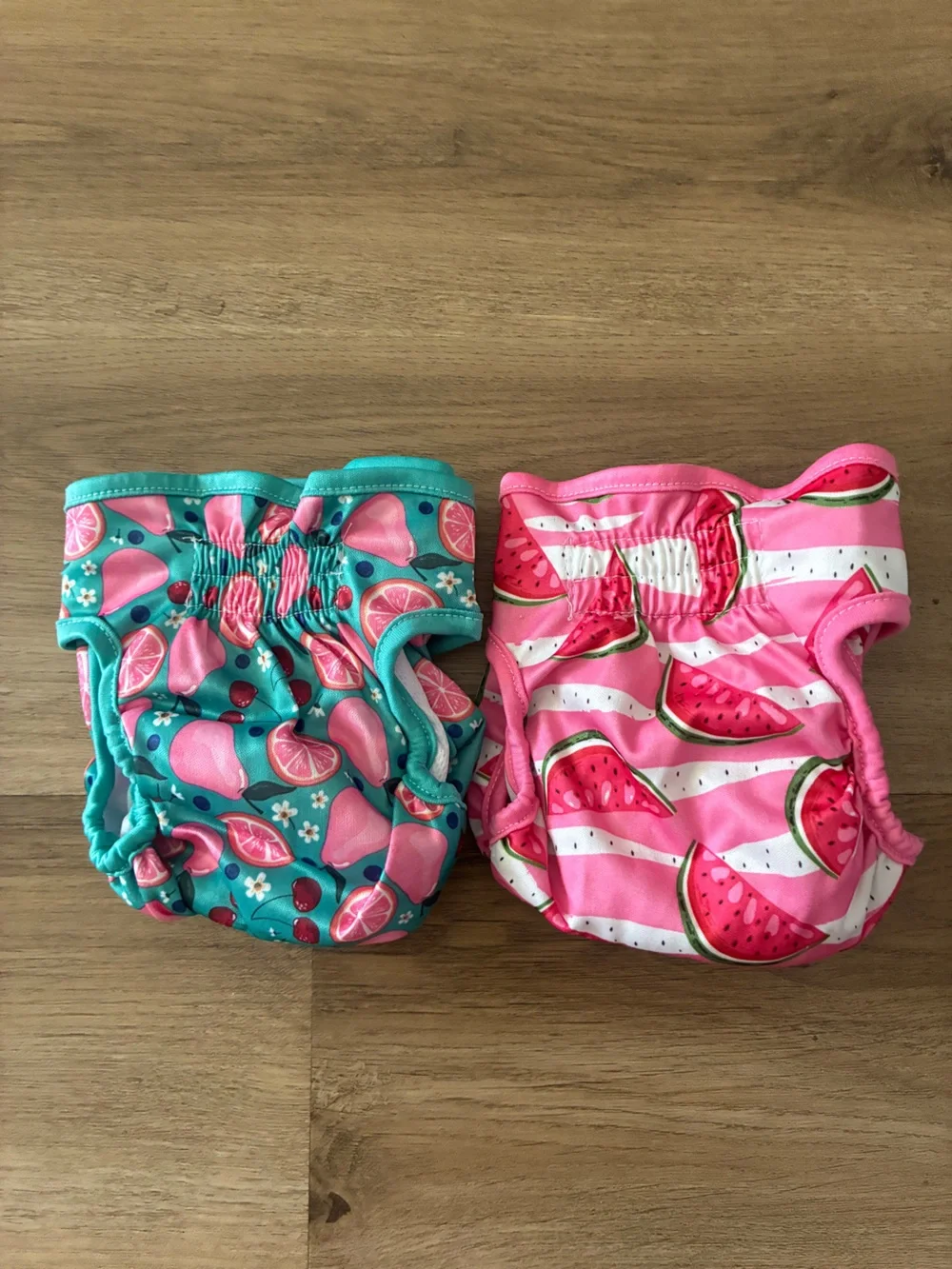 Bundle of 2 Small Reusable Female Dog Diapers Fruit Watermelon Prints EUC